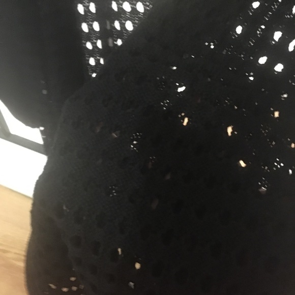 Size small half sleeve eyelet black open front cardigan - Picture 3 of 6